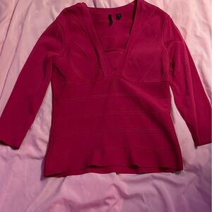 Deep Pink V-Neck Blouse